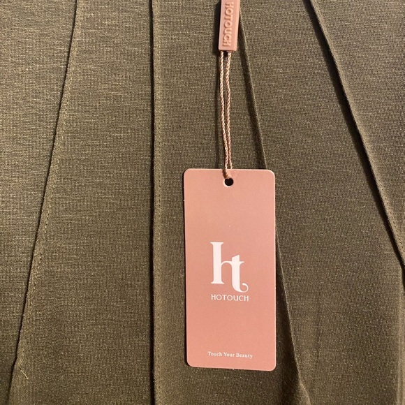 Boho Blouse Pleated Bodice Delicate Olive Crew Neck Lace long sleeves New w/ tag - Picture 7 of 11